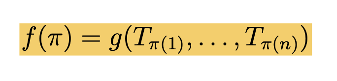 Payoff function for a permutation 